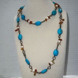 Turquoise‎ and Amber Beaded Necklace